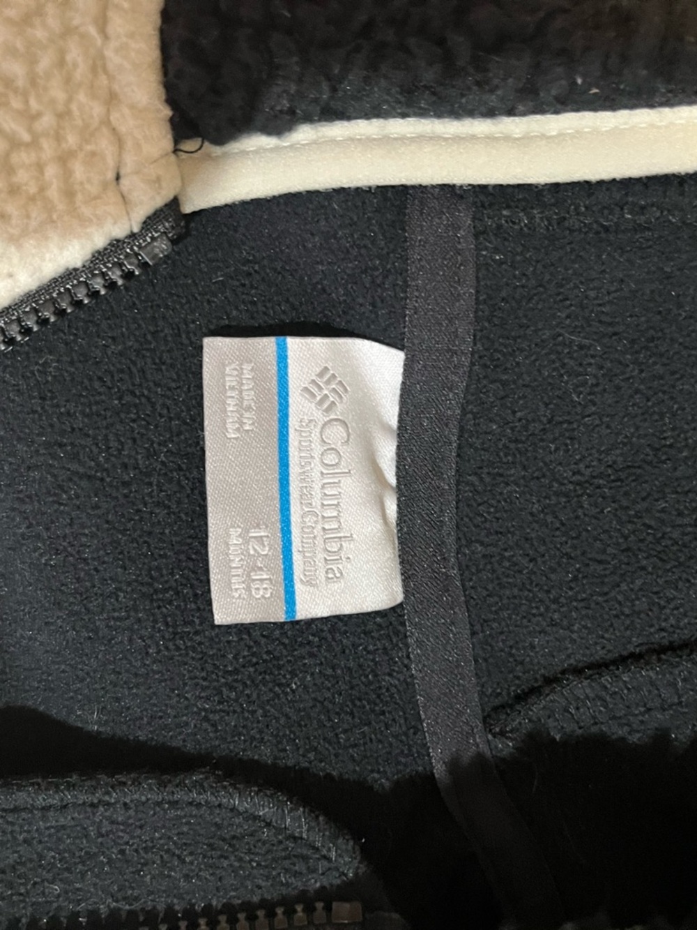 Columbia Black and Cream Sherpa Baby Footie with Hood 12-18 - Picture 5 of 8